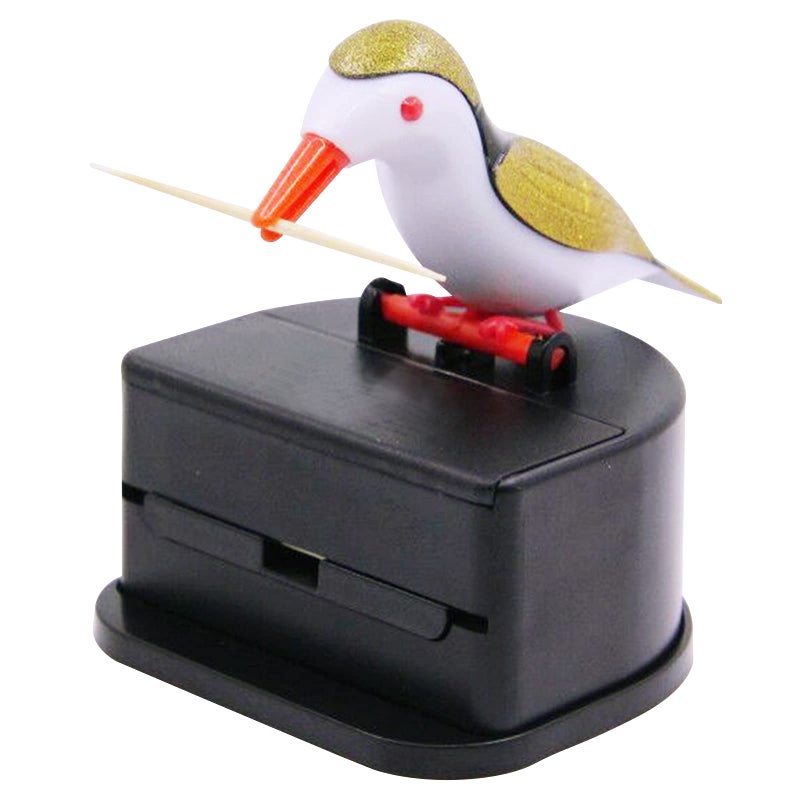 Jucaifu Little bird toothpick dispenser, creative push-type toothpick bird dispenser, toothpick holder. (gold) - Image 1